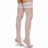 High Heel Jungle By Kathryn Eisman Women's Lace Thigh High Socks White In White