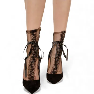 High Heel Jungle By Kathryn Eisman Women's Lace Wrap Tulle Socks Black