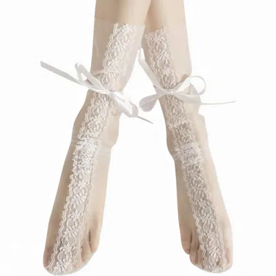High Heel Jungle By Kathryn Eisman Women's Lace Wrap Tulle Socks White
