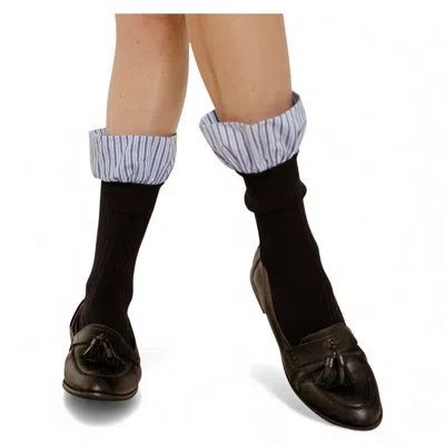 High Heel Jungle By Kathryn Eisman Women's Lauren Pinstripe Cuff Socks Black