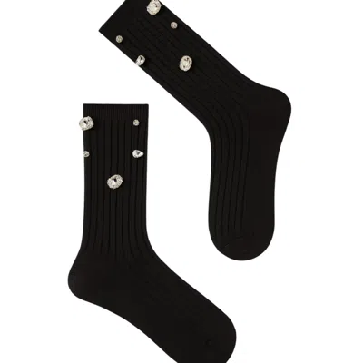 High Heel Jungle By Kathryn Eisman Women's Limited Edition Kate Gem Sock Black