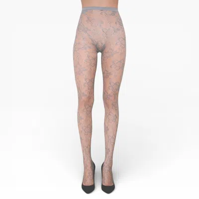High Heel Jungle By Kathryn Eisman Women's Lola Lace Tights - Grey In Pink