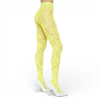 High Heel Jungle By Kathryn Eisman Women's Lola Lace Tights - Yellow