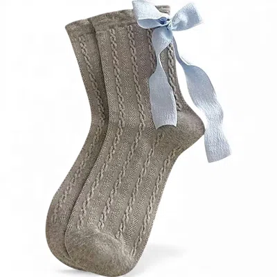 High Heel Jungle By Kathryn Eisman Women's Mel Bow Socks - Grey In Brown