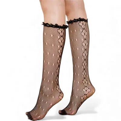 High Heel Jungle By Kathryn Eisman Women's Mimi Lace Frill Edge Socks Black