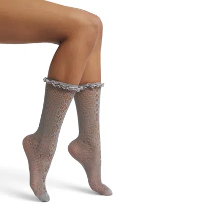 High Heel Jungle By Kathryn Eisman Women's Mimi Lace Frill Edge Socks - Grey
