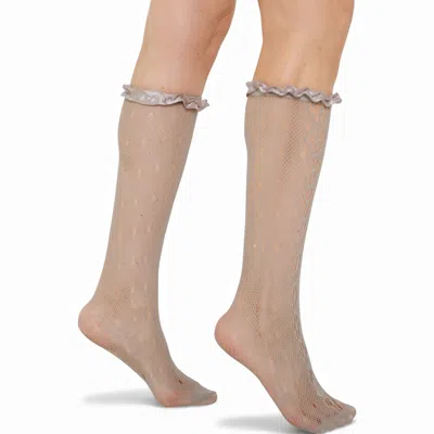 High Heel Jungle By Kathryn Eisman Women's Mimi Lace Frill Edge Socks Grey In Gray