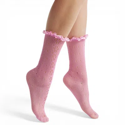 High Heel Jungle By Kathryn Eisman Women's Mimi Lace Frill Edge Socks - Pink