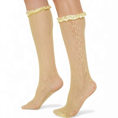 High Heel Jungle By Kathryn Eisman Women's Mimi Lace Frill Edge Socks Yellow