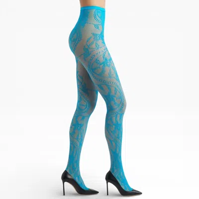 High Heel Jungle By Kathryn Eisman Women's Monet Lace Tights - Blue
