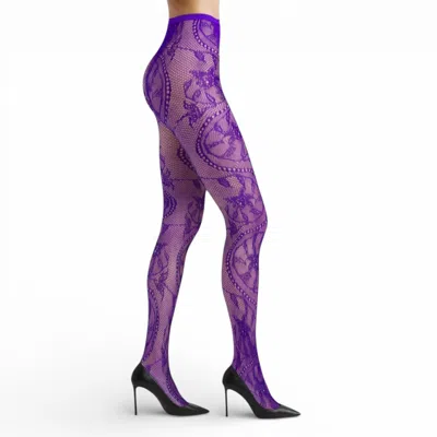 High Heel Jungle By Kathryn Eisman Women's Monet Lace Tights - Purple