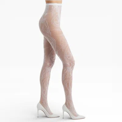 High Heel Jungle By Kathryn Eisman Women's Monet Lace Tights - White