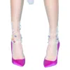 High Heel Jungle By Kathryn Eisman Women's Neon Dream Sock- White In White