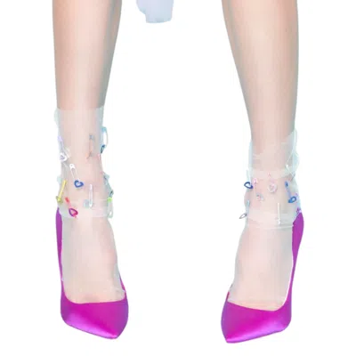 High Heel Jungle By Kathryn Eisman Women's Neon Dream Sock- White