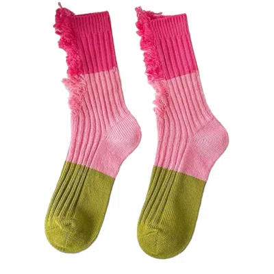 High Heel Jungle By Kathryn Eisman Women's Neopolitan Socks - Pink Lime In Multi