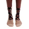 High Heel Jungle By Kathryn Eisman Women's Neutrals / Black Lurex Velvet Bow Socks Nude / Black In Black
