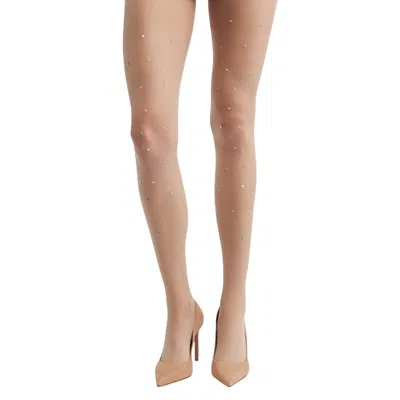 High Heel Jungle By Kathryn Eisman Women's Neutrals Crystalize Sheer Tight Nude In White