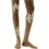 High Heel Jungle By Kathryn Eisman Women's Neutrals Glace Fleur Tights In Brown