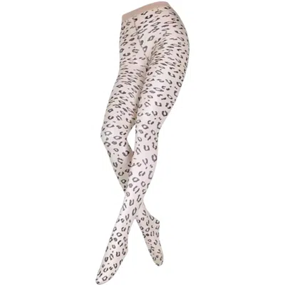 High Heel Jungle By Kathryn Eisman Women's Neutrals Leopard Print Jacquard Luxe Tights Nude