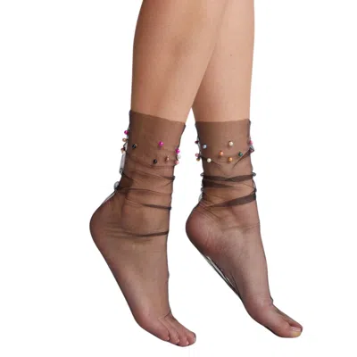 High Heel Jungle By Kathryn Eisman Women's Neutrals Pastel Pearl Sock - Black
