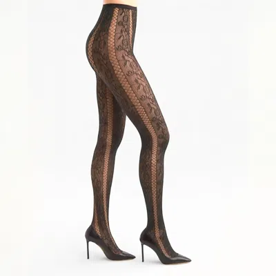 High Heel Jungle By Kathryn Eisman Women's Noir Stem Venom Lace Tights - Black In Brown