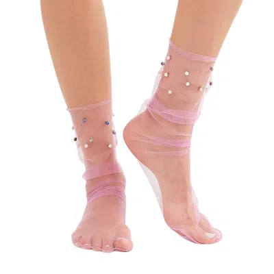 High Heel Jungle By Kathryn Eisman Women's Orange Pastel Pearl Sock - Pink