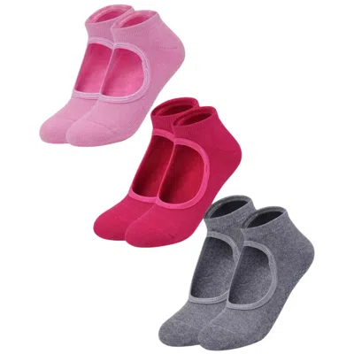 High Heel Jungle By Kathryn Eisman Women's Peek Grip Sock 3 Pack - Multi In Pink