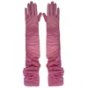 High Heel Jungle By Kathryn Eisman Women's Pink / Purple Ariana Ruched Mesh Opera Glove - Pink In Pink/purple