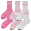 High Heel Jungle By Kathryn Eisman Women's Pink / White Varsity Grip Socks 3 Pack Nostalgia In Multi