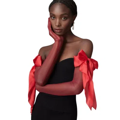 High Heel Jungle By Kathryn Eisman Women's Portofino Silk Satin Glove - Red