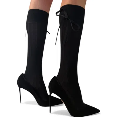 High Heel Jungle By Kathryn Eisman Women's Prima Cotton With Satin Ribbon Socks Black