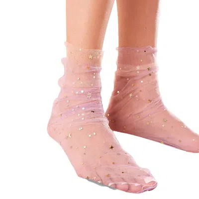 High Heel Jungle By Kathryn Eisman Women's Purple Twin Star Star & Moon Socks - 2 Pack Lilac/peach