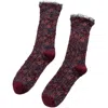 High Heel Jungle By Kathryn Eisman Women's Red Wintergarden Frill Socks Wine In Red