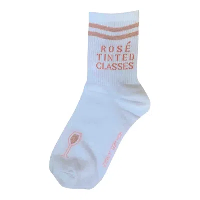 High Heel Jungle By Kathryn Eisman Women's Rosé Tinted Glasses Sock White