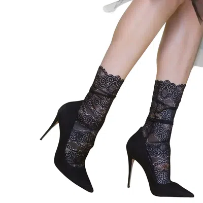 High Heel Jungle By Kathryn Eisman Women's Scalloped Lace Socks - Black