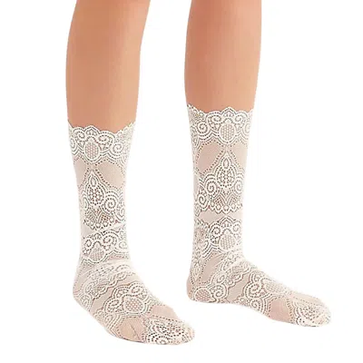 High Heel Jungle By Kathryn Eisman Women's Scalloped Lace Socks - White