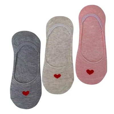 High Heel Jungle By Kathryn Eisman Women's Secret Heart No-show Sock - 3pack In Multi