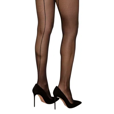 High Heel Jungle By Kathryn Eisman Women's Selena Back Seam Premium Tights - Black