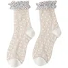High Heel Jungle By Kathryn Eisman Women's Sheer Frilly Socks – White Dots In Nude