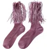 High Heel Jungle By Kathryn Eisman Women's Stevie Metallic Lurex Socks With Glitter Fringe Pink In Pink