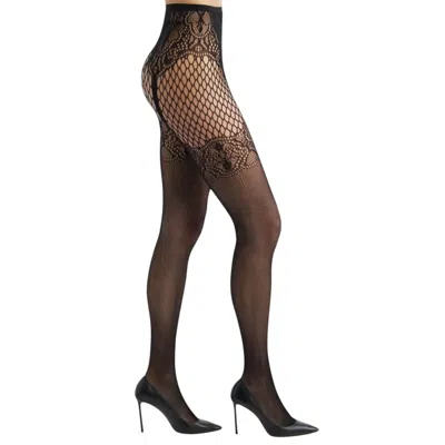 High Heel Jungle By Kathryn Eisman Women's Suspend Reality Mesh Tights - Black