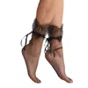 High Heel Jungle By Kathryn Eisman Women's Tied Up Lace Sock - Black In Black