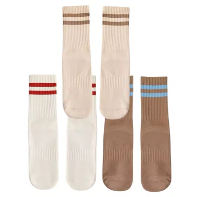 High Heel Jungle By Kathryn Eisman Women's Varsity Grip Socks - Three Pack - Retro In Multi