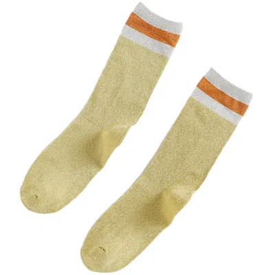 High Heel Jungle By Kathryn Eisman Women's Varsity Metallic Sock - Gold