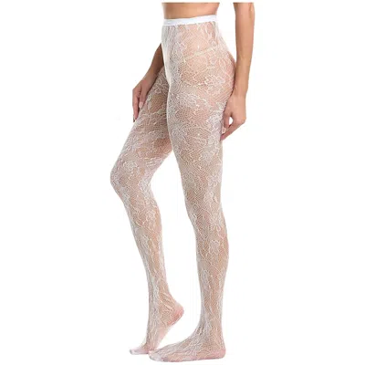 High Heel Jungle By Kathryn Eisman Women's Venise Lace Fishnet Tights - Black In White