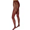 High Heel Jungle By Kathryn Eisman Women's Venise Lace Fishnet Tights Red Wine