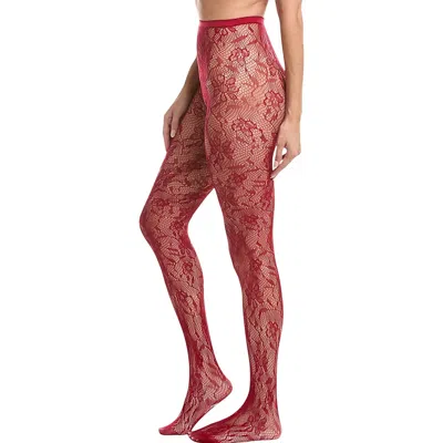 High Heel Jungle By Kathryn Eisman Women's Venise Lace Fishnet Tights - Red Wine