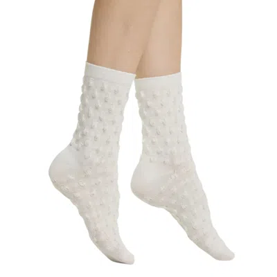 High Heel Jungle By Kathryn Eisman Women's Waffle Combed Cotton Socks - White