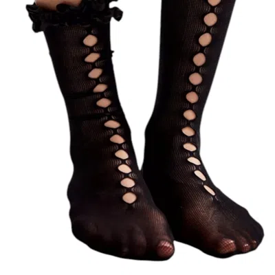 High Heel Jungle By Kathryn Eisman Women's Wednesday Ruffle Sock- Black