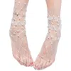 High Heel Jungle By Kathryn Eisman Women's White Diamonds & Pearls Sheer Socks In White